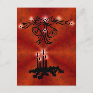 Weihnachts Ornamente mit Sterne auf rot Postkarte