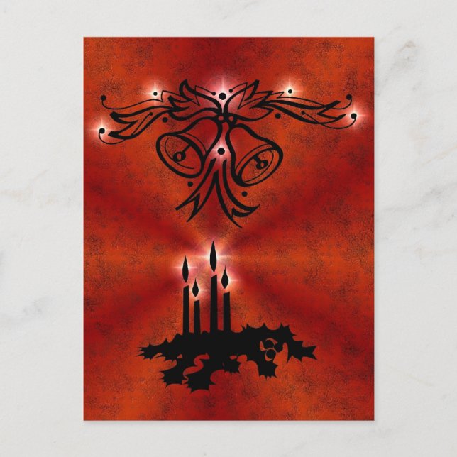 Weihnachts Ornamente mit Sterne auf rot Postkarte (Vorderseite)