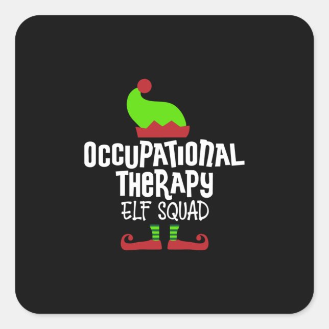 Weihnachts-OT-Elf Berufliche Therapie Quadratischer Aufkleber (Vorderseite)