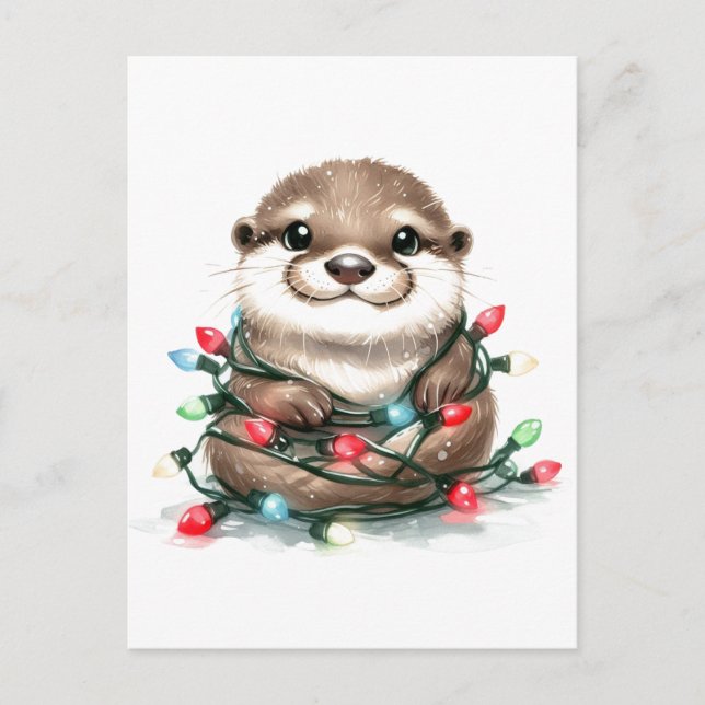 Weihnachts-Otter Feiertagspostkarte (Vorderseite)