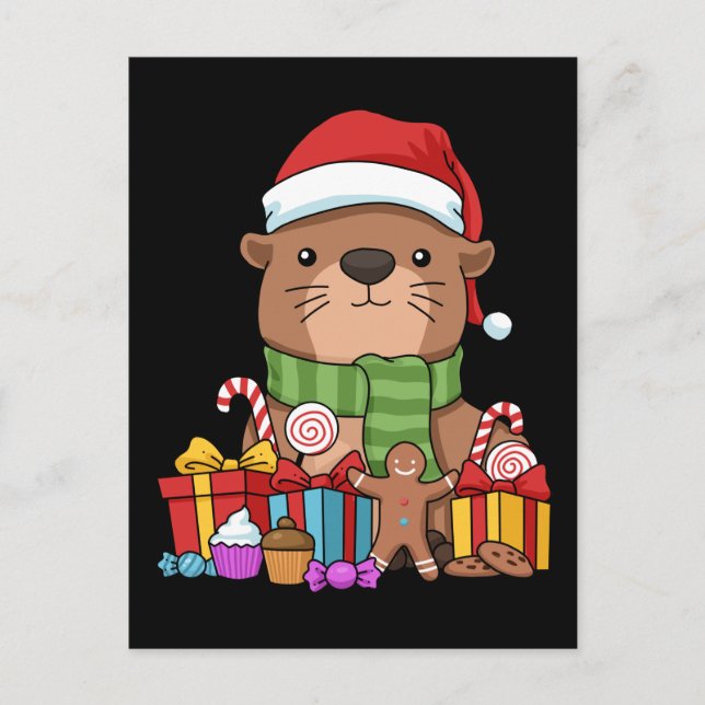 Weihnachts Otter Geschenk Kinder Meer Otter Postkarte (Vorderseite)