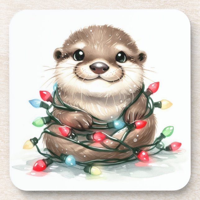 Weihnachts-Otter Getränkeuntersetzer (Vorderseite)