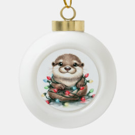 Weihnachts-Otter Keramik Kugel-Ornament