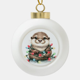 Weihnachts-Otter Keramik Kugel-Ornament