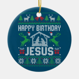Weihnachts-Outfit glücklich Geburtstag Jesus Feier Keramik Ornament