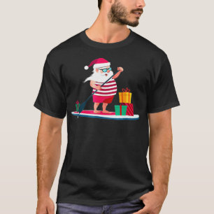 Weihnachts-Padleboarding Santa in Swim Shorts T-Shirt