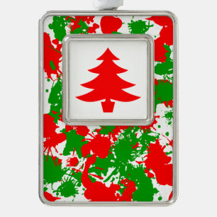 Weihnachts-Paint-Spritzer Rahmen-Ornament Silber