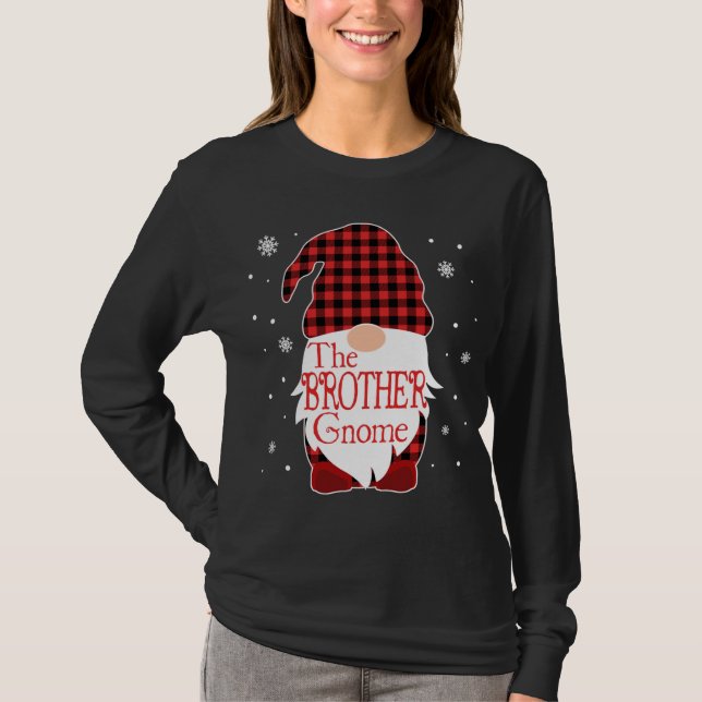 Weihnachts Pajama Familiengeschenk Bruder Gnome Bu T-Shirt (Vorderseite)