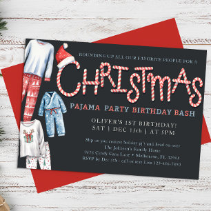 Weihnachts Pajama Geburtstagsparty Einladung