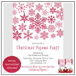 Weihnachts Pajama Party Chic Illustration Schneefl Einladung