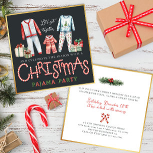 Weihnachts-Pajama-Party Einladung mit Candy Cane