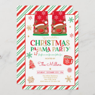 Weihnachts-Pajama-Party Roter Urlaub Pajama Party Einladung
