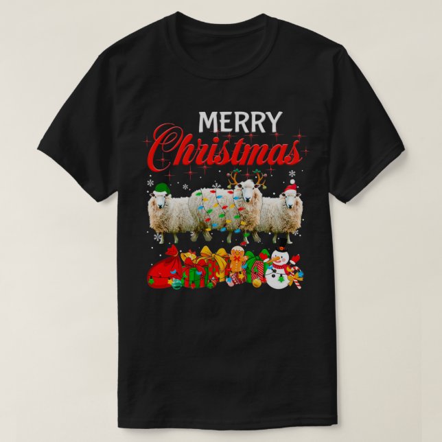 Weihnachts Pajama Sheep Lover Xmas Tremelights Ani T-Shirt (Design vorne)