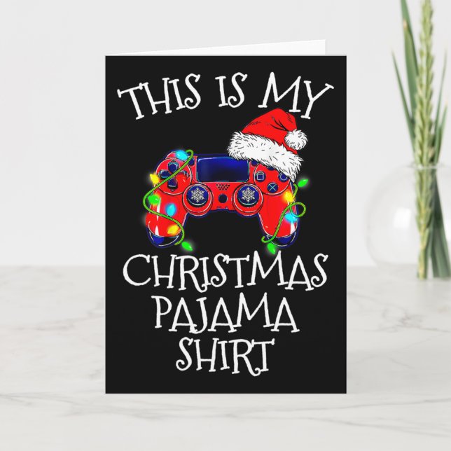 Weihnachts-Pajama-Shirt-Videospielcontroller Santa Karte (Vorderseite)