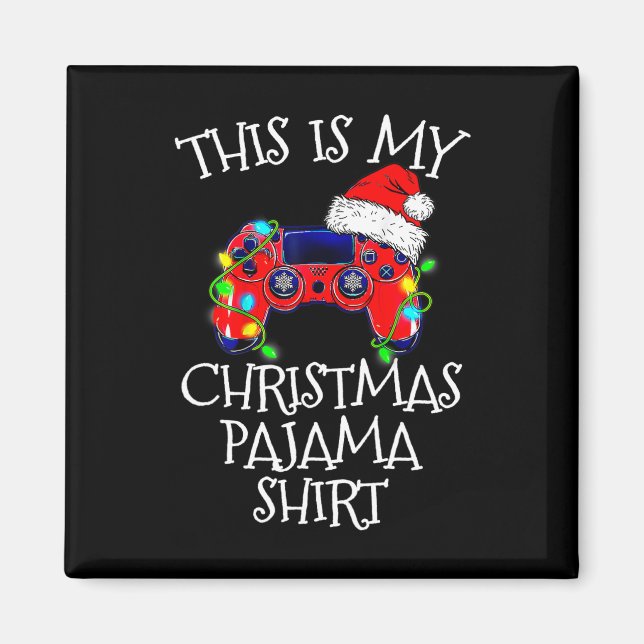 Weihnachts-Pajama-Shirt-Videospielcontroller Santa Magnet (Vorne)