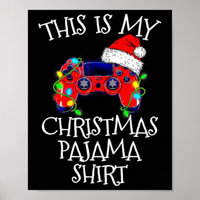 Weihnachts-Pajama-Shirt-Videospielcontroller Santa Poster (Vorne)