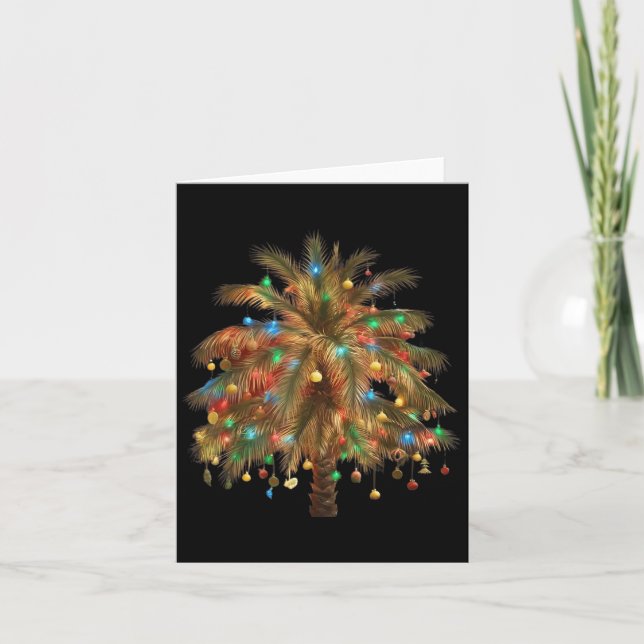 Weihnachts Palm Tree Light Hawaiian Trocal Xmas Karte (Vorderseite)