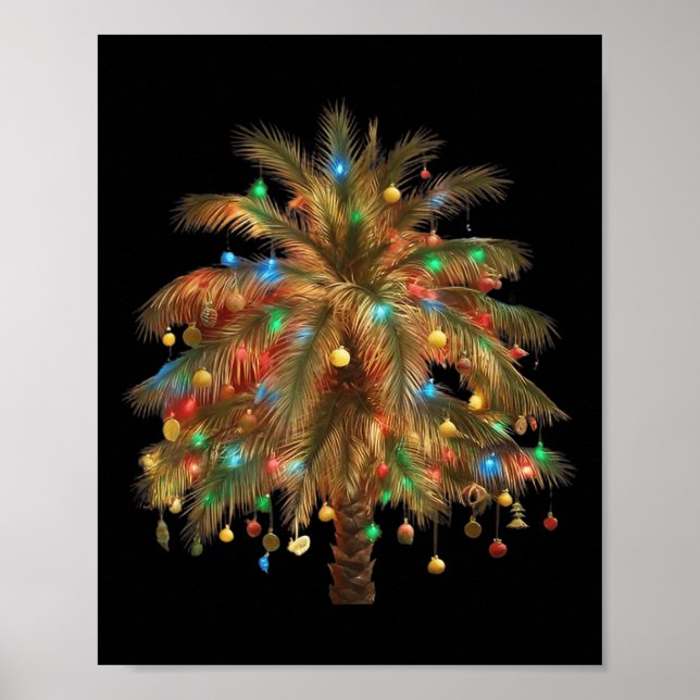 Weihnachts Palm Tree Light Hawaiian Trocal Xmas Poster (Vorne)