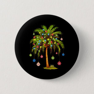 Weihnachts Palm Tree Light Hawaiian Tropical Xmas Button