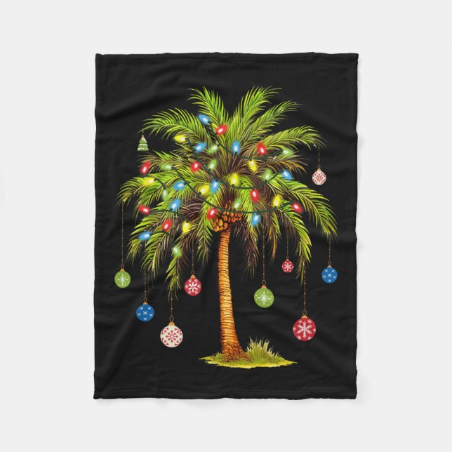 Weihnachts Palm Tree Light Hawaiian Tropical Xmas Fleecedecke (Vorderseite)