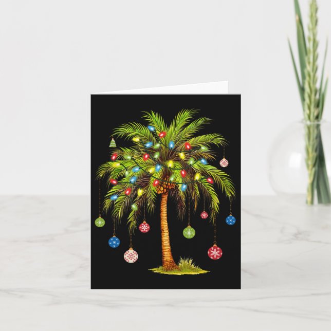 Weihnachts Palm Tree Light Hawaiian Tropical Xmas Karte (Vorderseite)
