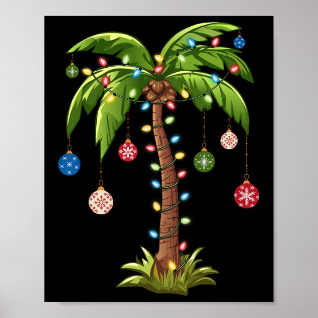 Weihnachts Palm Tree Light Hawaiian Tropical Xmas Poster (Vorne)