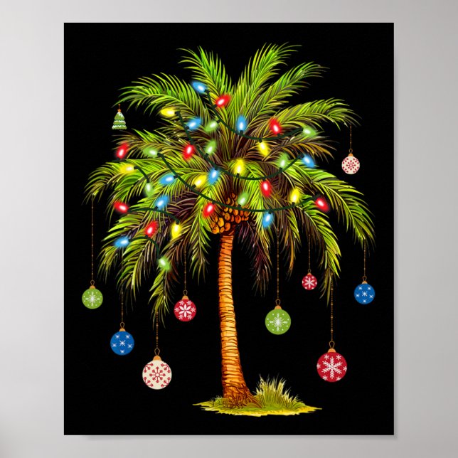 Weihnachts Palm Tree Light Hawaiian Tropical Xmas Poster (Vorne)