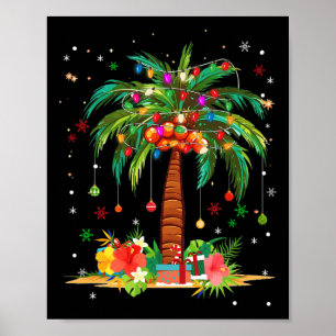 Weihnachts Palm Tree Light Hawaiian Tropical Xmas Poster