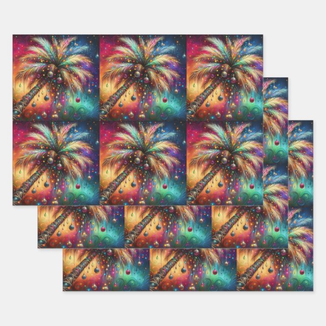 Weihnachts Palm Tree Tropical Beach Decoupage Geschenkpapier Set (Set)