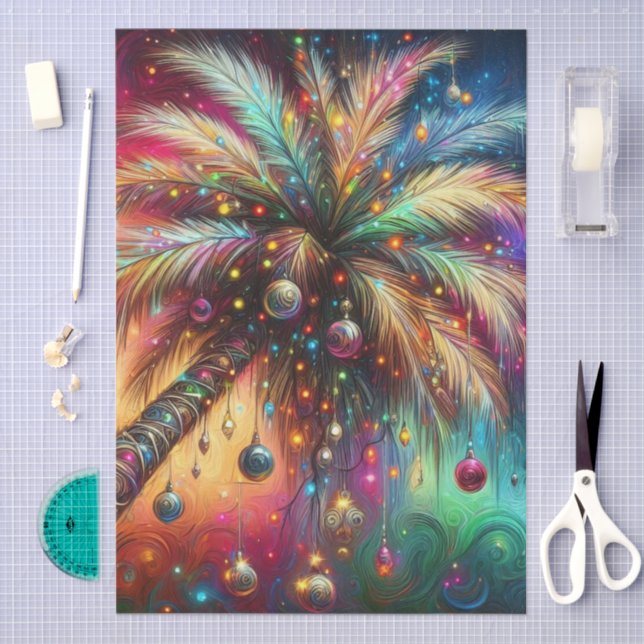 Weihnachts Palm Tree Tropical Beach Decoupage Seidenpapier (Handwerk)