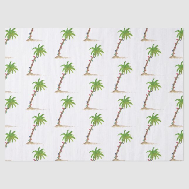 Weihnachts Palm Tree Tropical Beachy Lights Beach Seidenpapier (Vorderseite)