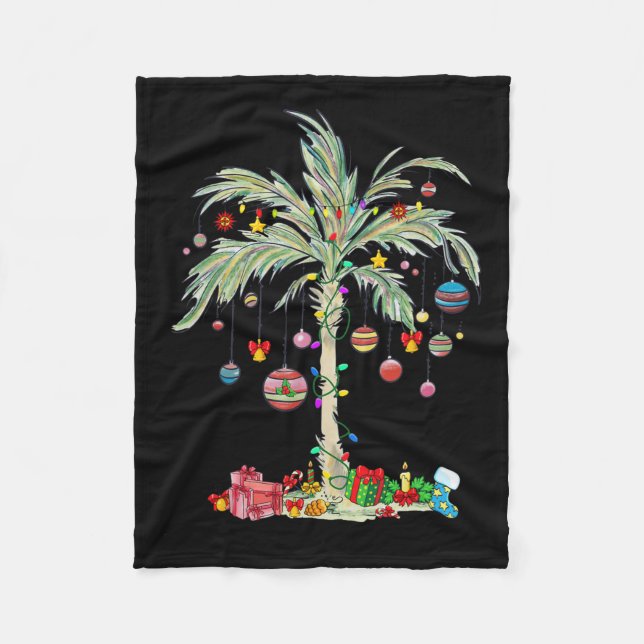 Weihnachts Palm Tree Tropical Xmas Beach Florida H Fleecedecke (Vorderseite)