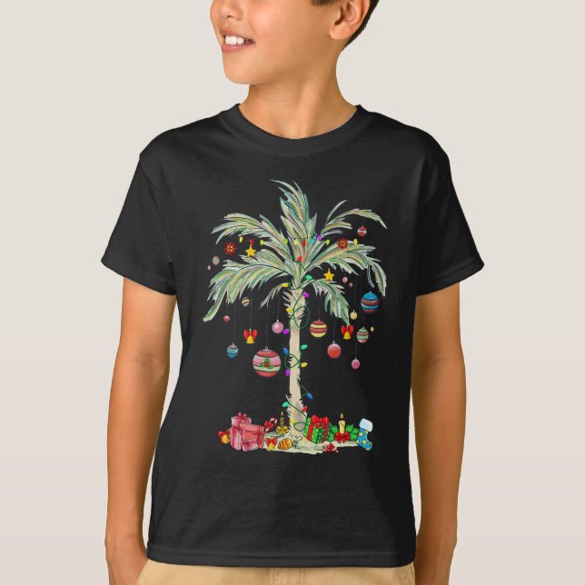Weihnachts Palm Tree Tropical Xmas Beach Florida H T-Shirt (Vorderseite)