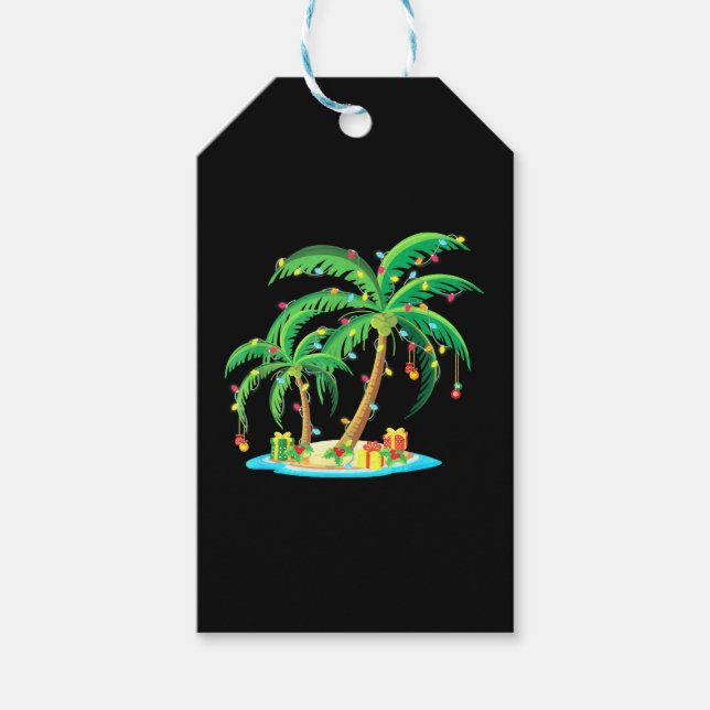 Weihnachts Palm Tree Tropical Xmas Geschenk Coconu Geschenkanhänger (Vorderseite)