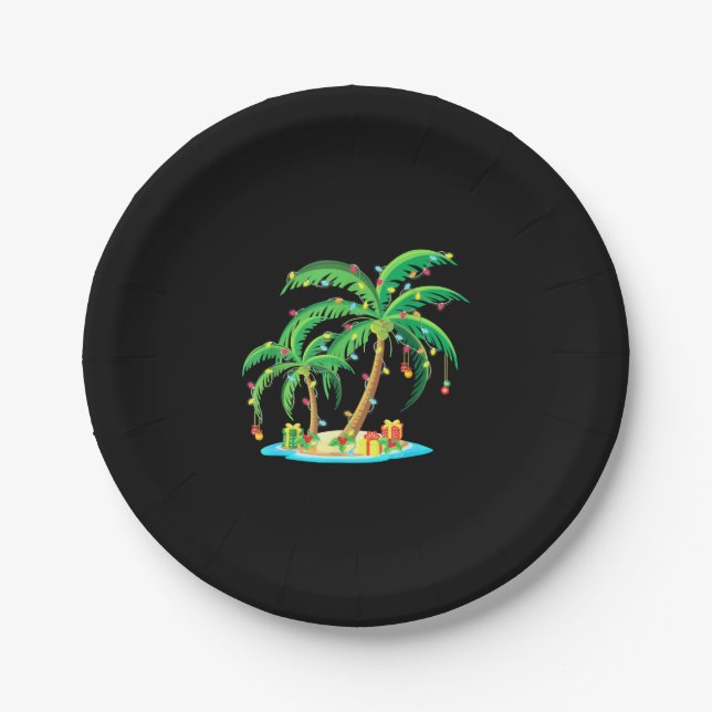 Weihnachts Palm Tree Tropical Xmas Geschenk Coconu Pappteller (Vorderseite)