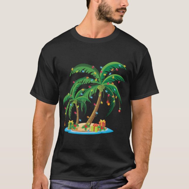 Weihnachts Palm Tree Tropical Xmas Geschenk Coconu T-Shirt (Vorderseite)