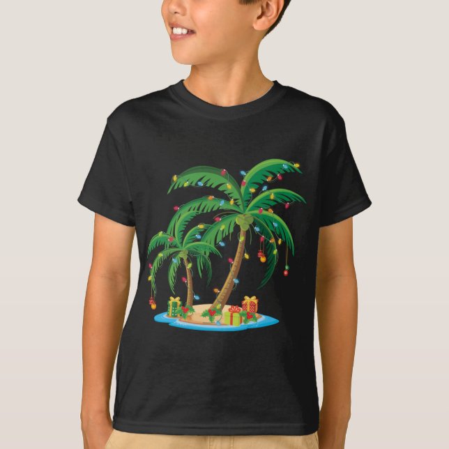 Weihnachts Palm Tree Tropical Xmas Geschenk Coconu T-Shirt (Vorderseite)