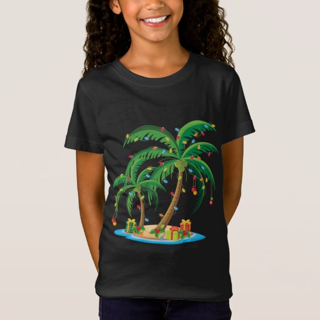 Weihnachts Palm Tree Tropical Xmas Geschenk Coconu T-Shirt (Vorderseite)