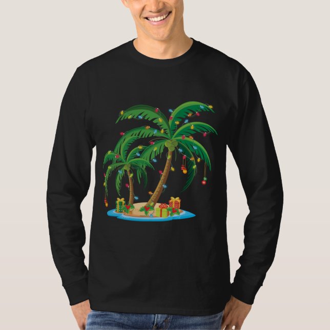 Weihnachts Palm Tree Tropical Xmas Geschenk Coconu T-Shirt (Vorderseite)