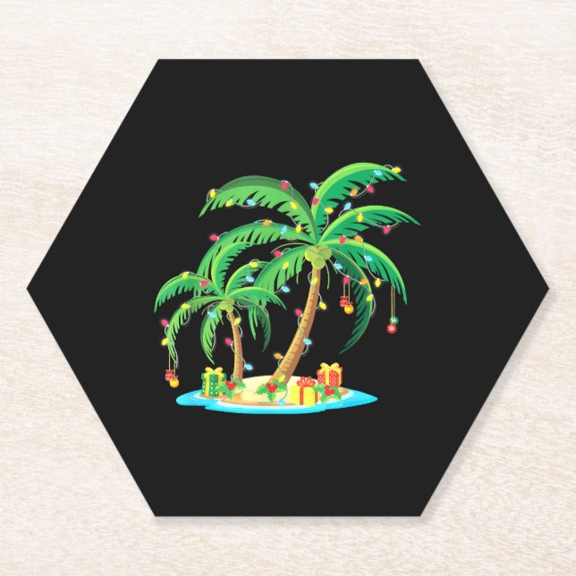 Weihnachts Palm Tree Tropical Xmas Geschenk Coconu Untersetzer (Vorderseite)