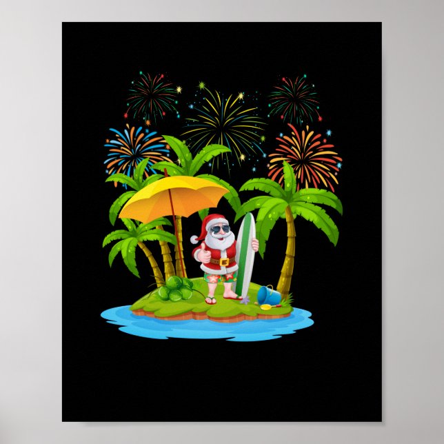 Weihnachts Palme Tree Tropical Xmas Lichter Poster (Vorne)