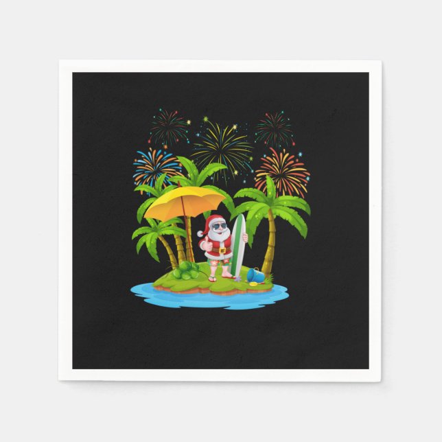 Weihnachts Palme Tree Tropical Xmas Lichter Serviette (Vorderseite)