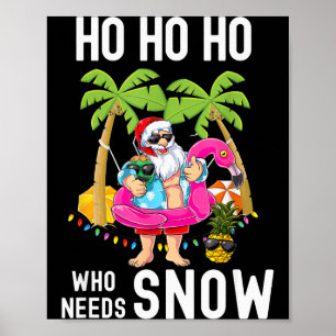 Weihnachts-Palmenbaum-Santa-Surfing-Sommer-Strand- Poster