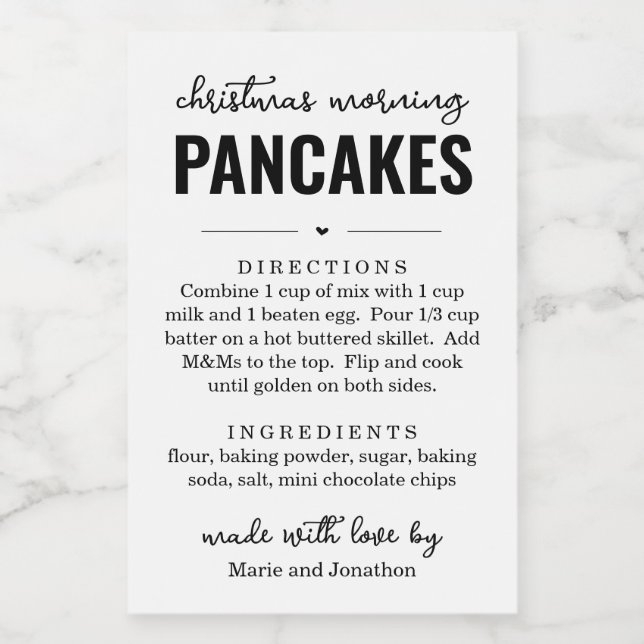 Weihnachts-Pancake-Mix in einem Jar-Geschenketiket Lebensmitteletikett (Einzelnes Label)