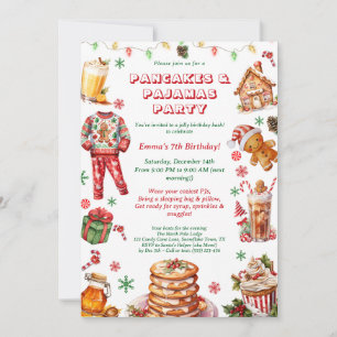 Weihnachts-Pancakes & Pajamas Geburtstagsparty Einladung