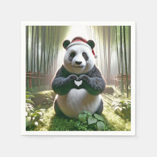 Weihnachts-Panda als Herz Serviette