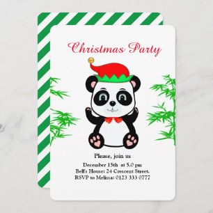 Weihnachts-Panda-Bärenelf auf der Weißen Party Ein Einladung