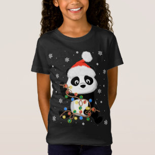 Weihnachts-Panda mit Baumlicht Funny Weihnachten W T-Shirt