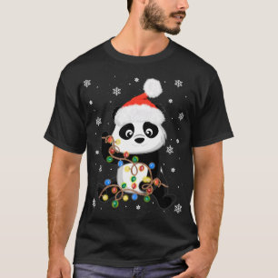 Weihnachts-Panda mit Baumlicht Funny Weihnachten W T-Shirt