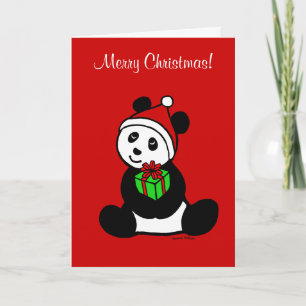 Weihnachts-Panda-Weihnachtsmannmütze Feiertagskarte